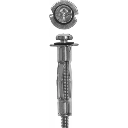 Анкер ЗУБР для пустотелых конструкций оцинкованный, с винтом PH3&amp;SL, М6х65х34мм, ТФ6, 2шт 4-302476-06-065 купить в Ижевске