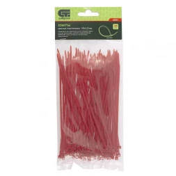 Хомуты 150х2,5 мм пластиковые красные 100 штук СИБРТЕХ 45501