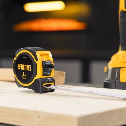 Рулетка Denzel 3м х 16мм, двухкомп. корпус, магнитный обрезиненный зацеп, 31530 купить в Ижевске