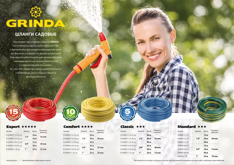Шланг GRINDA COMFORT поливочный, 30 атм., армированный, 3-х слойный, 1/2"х20м 8-429003-1/2-20_z02 купить в Ижевске