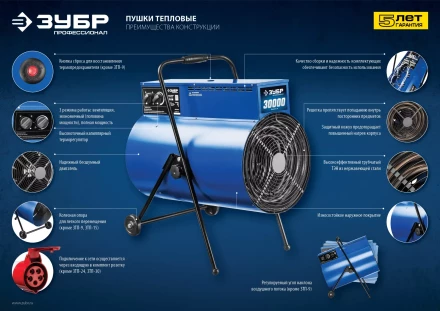 Пушка тепловая круглый корпус ЗТП-24 серия ПРОФЕССИОНАЛ купить в Ижевске