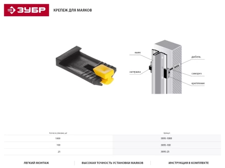 Крепеж ЗУБР для маяков, 25шт 3095-25 купить в Ижевске