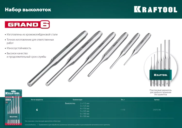 Наборы зубил и кернеров GRAND 21075-H6 купить в Ижевске