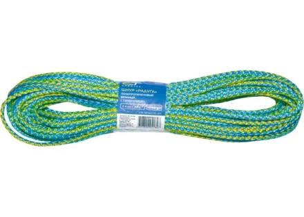 Шнур вязаный полипропиленовый с сердечником &quot;Радуга&quot; 4 мм L 20 м 60-70 кгс СИБРТЕХ 93950 купить в Ижевске