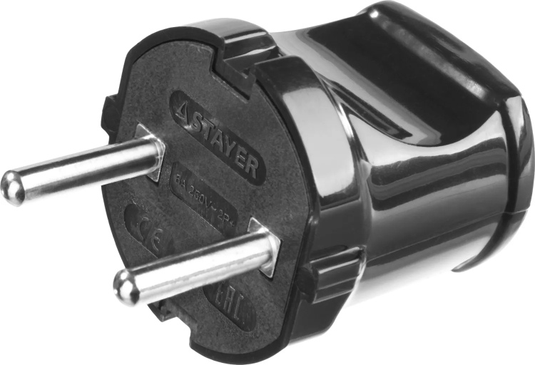 Вилка MAXElectro электрическая, 6А/220В, черная, STAYER 55150-B купить в Ижевске