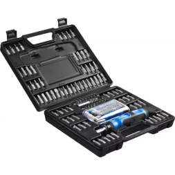 Набор ЗУБР "ЭКСПЕРТ": Отвертка реверсивная с магнитным битодержателем и отсеком для бит в рукоятке, Cr-V, 130 предметов 25237-H129