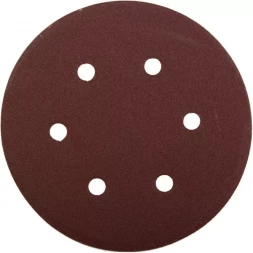 Круг шлифовальный ЗУБР &quot;МАСТЕР&quot; универсальный, из абразивной бумаги на велкро основе, 6 отверстий, Р100, 150мм, 5шт 35566-150-100