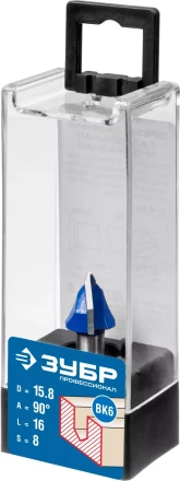 ЗУБР 15.8 x 16 мм, угол 90° мм, фреза пазовая галтельная V-образная, Профессионал (28752-15.8) купить в Ижевске