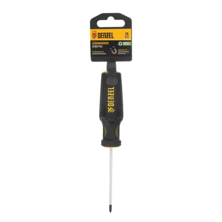Отвертка PZ0x75 мм, CrV, трехкомпонентная рукоятка Denzel 12203 купить в Ижевске