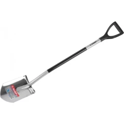 Лопата "Артель-НС" штыковая из нержавеющей стали, эргономичный алюминиевый черенок, с рукояткой, ЗУБР Профессионал