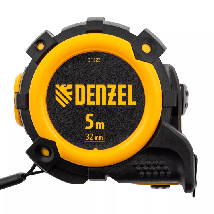 Рулетка Denzel 5м х 32мм, автоматич. фиксац., нейлон. покрытие, магнит. зацеп, двухстор. разметка 31523 купить в Ижевске