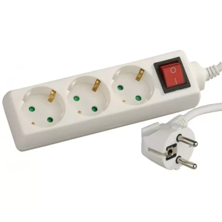 Удлинитель СВЕТОЗАР электрический с заземлением, выключателем, евро, с защитными шторками, 3 гнезда, 5м SV-55035-5 купить в Ижевске