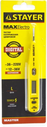 Тестер напряжения STAYER "MASTER" цифровой со световым индикатором, 12-220В, 125мм 45290 купить в Ижевске