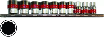 Набор торцевых головок, 3/8", 12-ти гр., CrV, 10шт., 9-19мм MATRIX 13595 купить в Ижевске