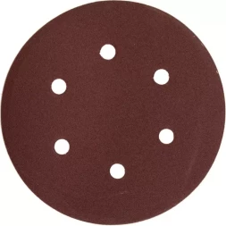 Круг шлифовальный ЗУБР &quot;МАСТЕР&quot; универсальный, из абразивной бумаги на велкро основе, 6 отверстий, Р120, 150мм, 5шт 35566-150-120