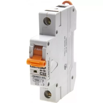 Выключатель автоматический СВЕТОЗАР 1-полюсный, 32 A, &quot;C&quot;, откл. сп. 10 кА, 230 / 400 В SV-49071-32-C купить в Ижевске