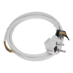 Шнур сетевой Denzel Energy Series, ПВС, 1,5 м, 3 x 1 мм, с неразборной вилкой, белый, 3 м, 37662