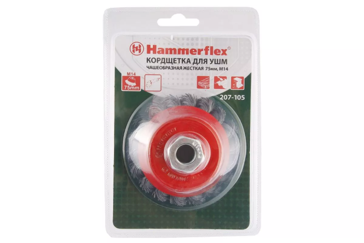 Кордщетка HAMMER чаша 75мм для УШМ витая сталь (207-105) купить в Ижевске