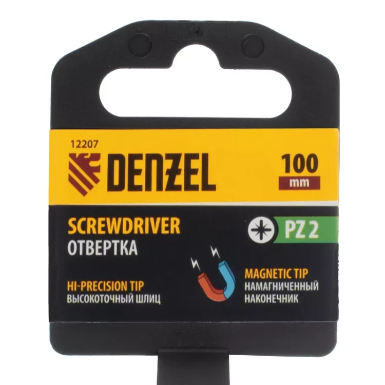 Отвертка PZ2x100 мм, CrV, трехкомпонентная рукоятка Denzel 12207 купить в Ижевске