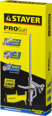 Пистолет &quot;PROGun&quot; для монтажной пены, металлический корпус, STAYER Professional 06861_z01 купить в Ижевске