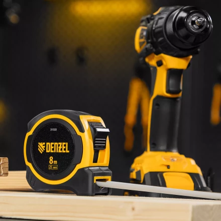 Рулетка Denzel 8м х 25мм, двухкомп. корпус, магнитный обрезиненный зацеп, 31533 купить в Ижевске