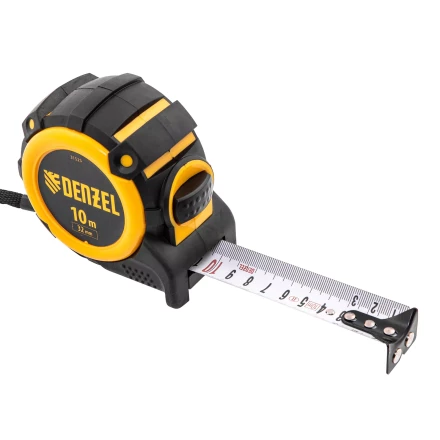Рулетка Denzel 10м х 32мм, автоматич. фиксац., нейлон. покрытие, магнит. зацеп, двухстор. разметка, 31525 купить в Ижевске