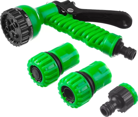 Набор поливочный РОСТОК: Распылитель пистолетный 7 поз., 2 соединителя 3/4&quot;, адаптер внешний 427369 купить в Ижевске