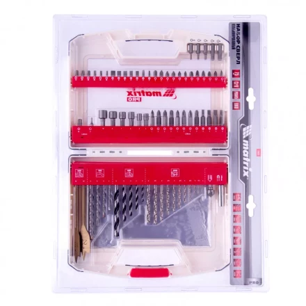 Набор сверл комбинированный по металлу 1-6,5 мм бетону 4-8 мм дереву 4-10 мм перки биты 20 шт адаптер головки 2 шт зенковка 50 предметов Pro Matrix 725650 купить в Ижевске