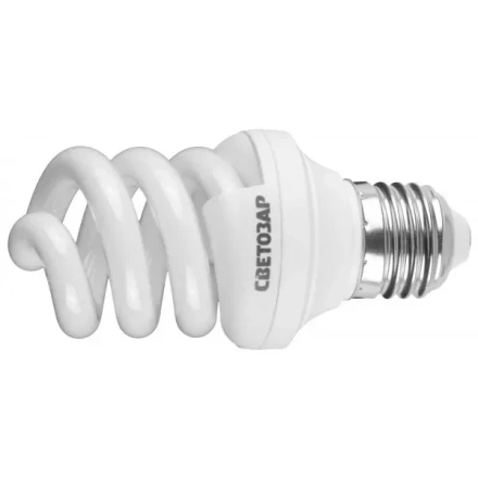 Энергосберегающая лампа СВЕТОЗАР &quot;ЭКОНОМ&quot; спираль,цоколь E27(стандарт),Т3,теплый белый свет (2700 К), 8000час, 9Вт(45) 44352-09_z01 купить в Ижевске