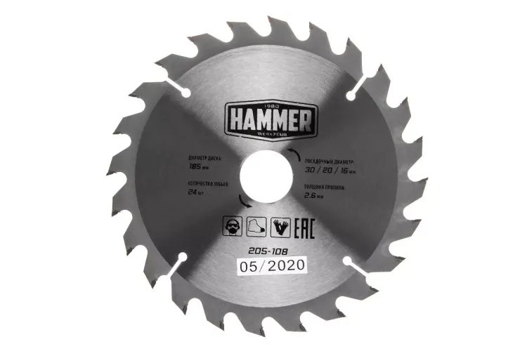 Диск пильный твердосплавный HAMMER Ф185х30мм 24зуб. купить в Ижевске