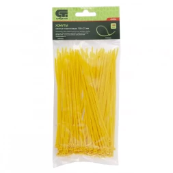 Хомуты 150х2,5 мм пластиковые желтые 100 штук СИБРТЕХ 45506