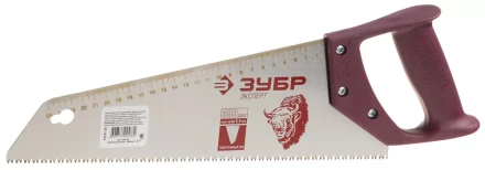 Ножовка ЗУБР &quot;ЭКСПЕРТ&quot; по дереву, трехгранный закаленный зуб, пластмассовая ручка, шаг зуба 3,5мм, 450мм 15141-45 купить в Ижевске
