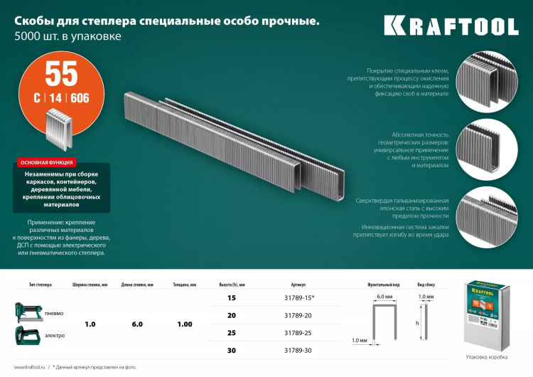Скобы тип 18GA (55 / 90 / C) 5000 шт 31789-15 купить в Ижевске