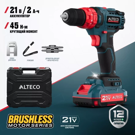 Бесщеточная аккумуляторная ударная дрель-шуруповерт ALTECO CID 21-45 BL 71409 купить в Ижевске