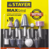 Набор STAYER "MASTER": Абразивные минишарошки-насадки для гравера и дрели, хвостовик d 3,2 / 6,0мм, 10 предм. 2989-H10 купить в Ижевске
