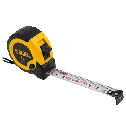 Рулетка Denzel 3м х 16мм, двухкомп. корпус, кнопка-пауза, 31541 купить в Ижевске