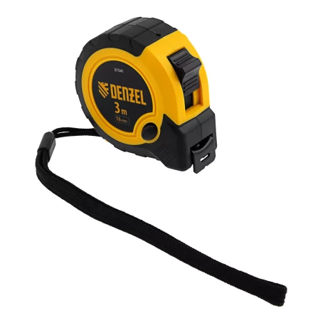 Рулетка Denzel 3м х 16мм, двухкомп. корпус, кнопка-пауза, 31541 купить в Ижевске