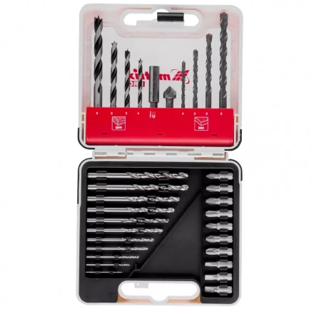 Набор сверл комбинированный сверла по металлу 1-6 мм бетону 4-8 мм дереву 4-8 мм биты 10 шт адаптер зенковка 31 предмет Pro Matrix 725631 купить в Ижевске