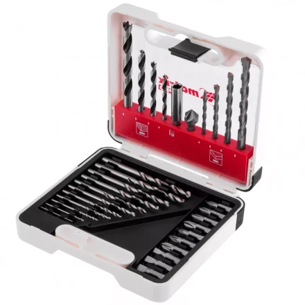 Набор сверл комбинированный сверла по металлу 1-6 мм бетону 4-8 мм дереву 4-8 мм биты 10 шт адаптер зенковка 31 предмет Pro Matrix 725631 купить в Ижевске