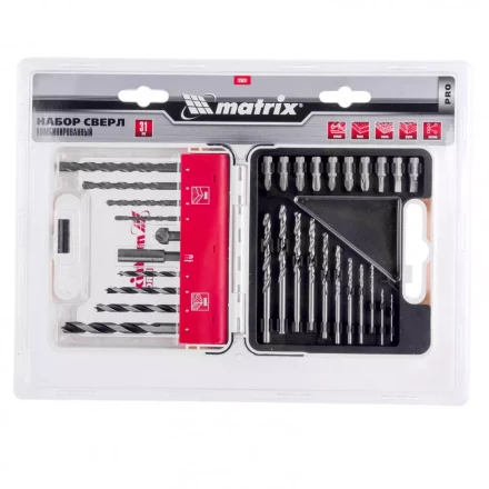 Набор сверл комбинированный сверла по металлу 1-6 мм бетону 4-8 мм дереву 4-8 мм биты 10 шт адаптер зенковка 31 предмет Pro Matrix 725631 купить в Ижевске
