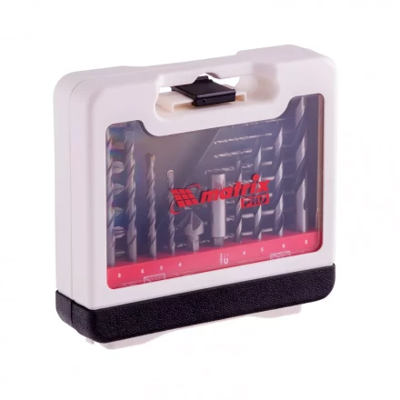 Набор сверл комбинированный сверла по металлу 1-6 мм бетону 4-8 мм дереву 4-8 мм биты 10 шт адаптер зенковка 31 предмет Pro Matrix 725631 купить в Ижевске