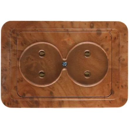 Розетка СВЕТОЗАР &quot;ГАММА&quot; без заземления, двойная, цвет орех, 16А/~250В SV-54102-N купить в Ижевске