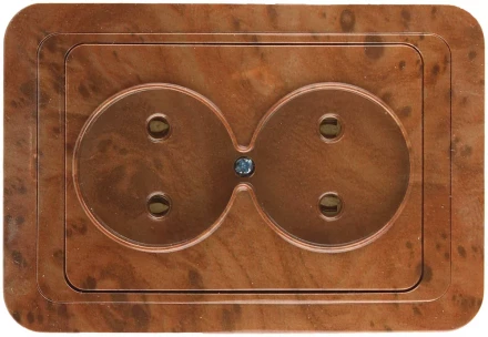 Розетка СВЕТОЗАР &quot;ГАММА&quot; без заземления, двойная, цвет орех, 16А/~250В SV-54102-N купить в Ижевске