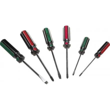 Набор DEXX: Отвертки, закал сталь, маслобензост рукоятка, SL: 3x75, 5x100, 6x100, PH: 0x75, 1x100, 2x100, 6 пред 25079-H6 купить в Ижевске
