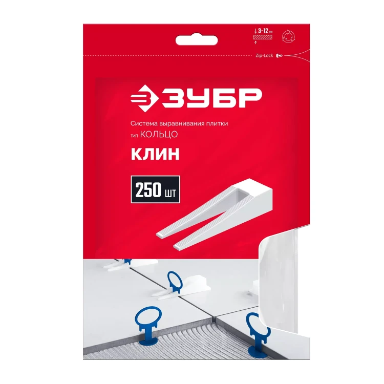 ЗУБР КОЛЬЦО, клин 250 шт, система выравнивания плитки (3387-250) купить в Ижевске