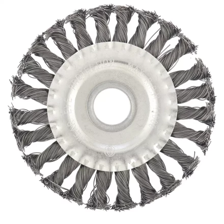 Щетка для УШМ 125 мм посадка 22,2 мм плоская крученая металлическая проволока СИБРТЕХ 746327 купить в Ижевске