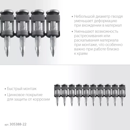 ЗУБР CN 22 х 2.7 мм, гвозди по бетону оцинкованные, 1000 шт (305388-22) купить в Ижевске