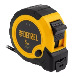 Рулетка Denzel 5м х 19мм, двухкомп. корпус, кнопка-пауза, 31542