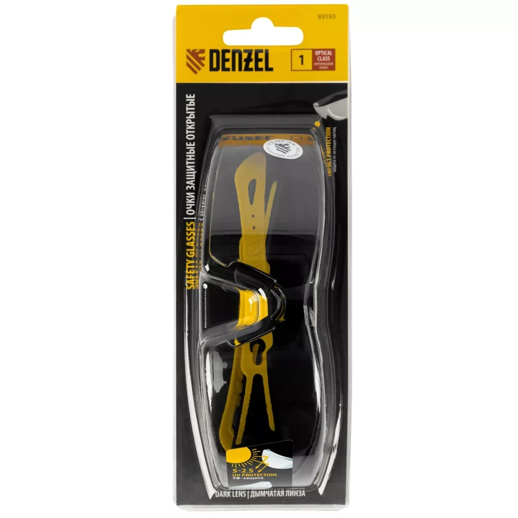Очки защитные открытые Denzel 89193, поликарбонатные, дымчатая линза, 2х комп.дужки купить в Ижевске
