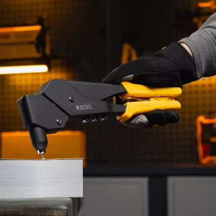 Заклепочник ручной Denzel, 285 мм, поворотный, 0-360, заклепки 2,4-3,2-4,0-4,8 мм, купить в Ижевске